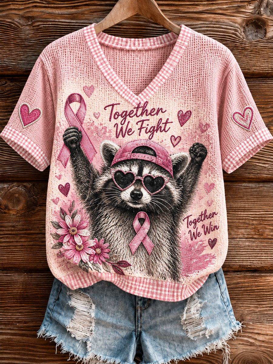 T-shirt à manches courtes de la campagne de sensibilisation au cancer du sein «Octobre rose» en France pour femmes