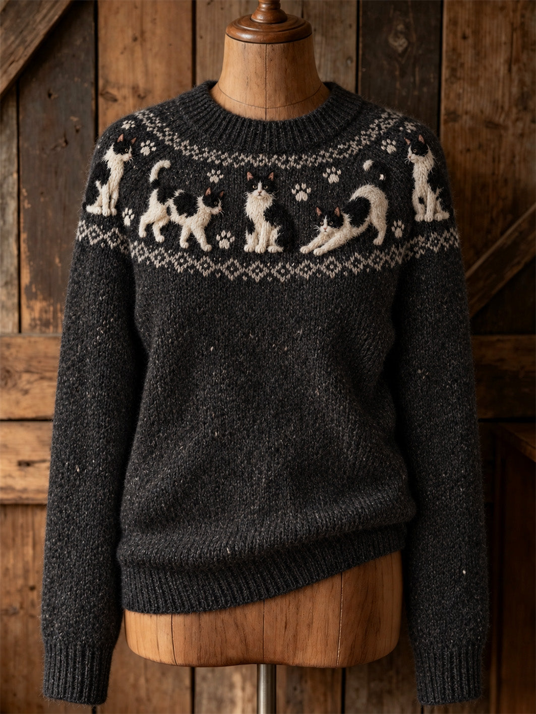 Pull décontracté à manches longues pour femme, motif chat mignon