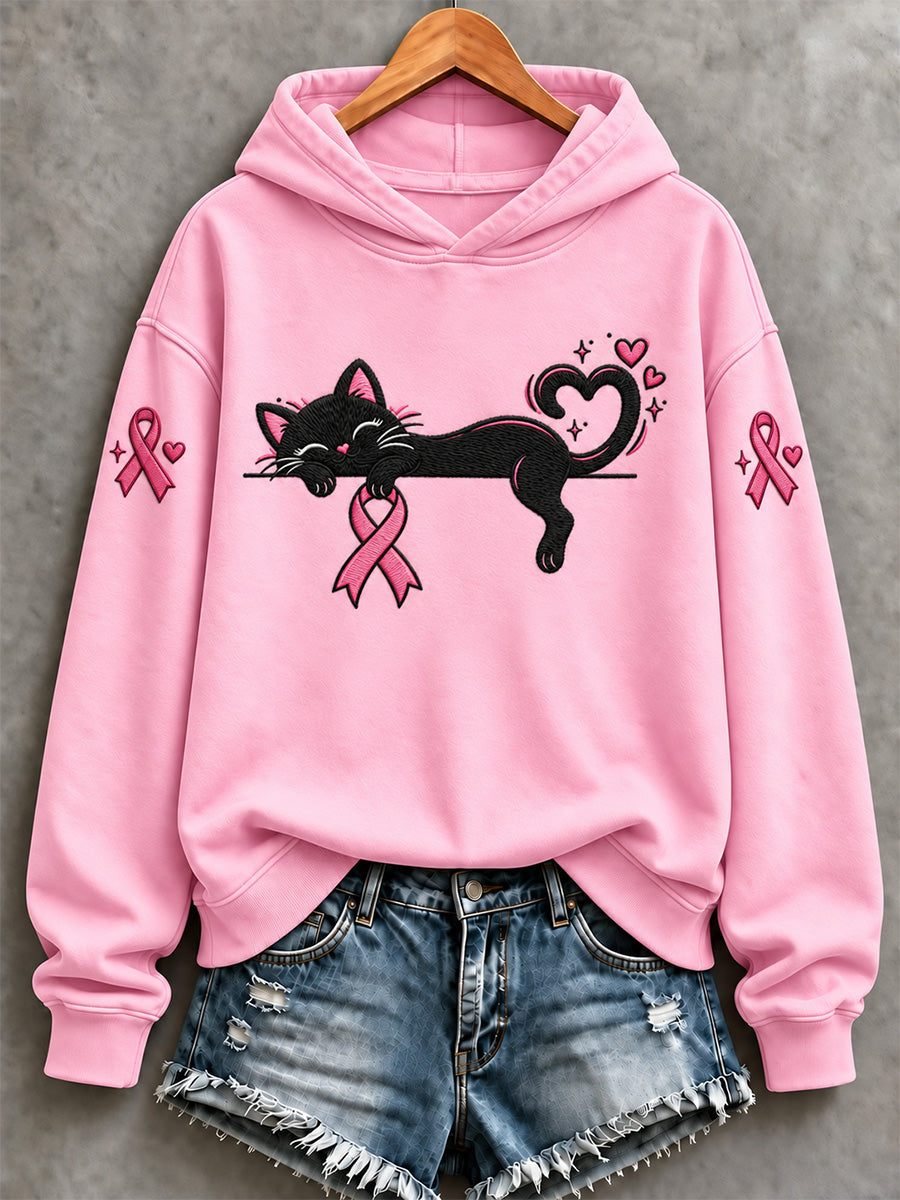 Sweat-shirt imprimé de soutien à la sensibilisation au cancer du sein chez les femmes