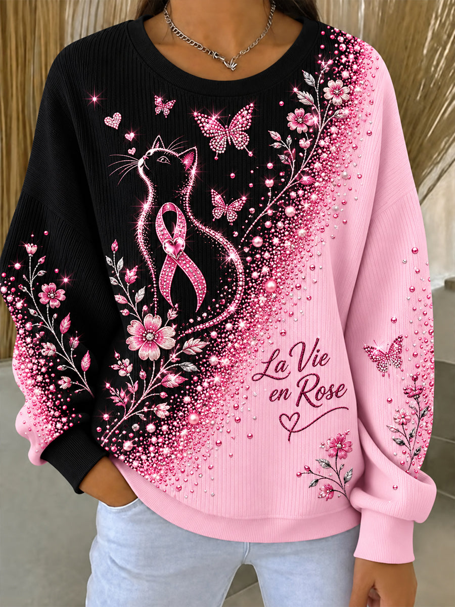 Campagne de sensibilisation au cancer du sein des femmes en France Sweatshirt imprimé