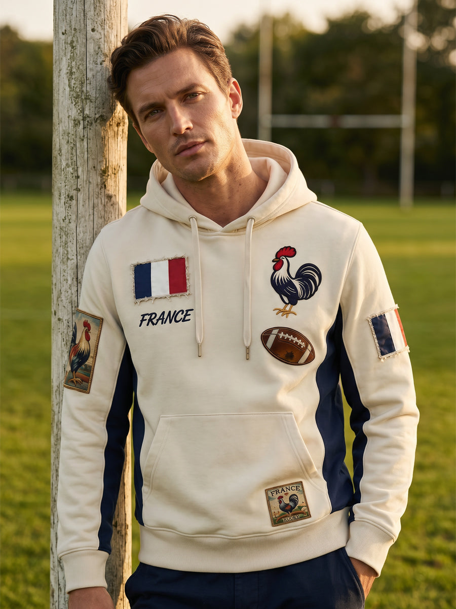 Sweat à capuche confortable en tricot gaufré décontracté rétro à la française