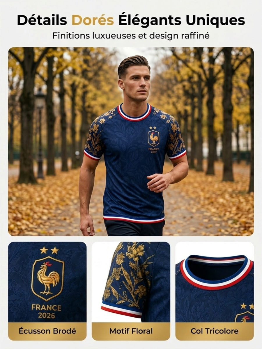 T-shirt manches courtes de football français pour hommes
