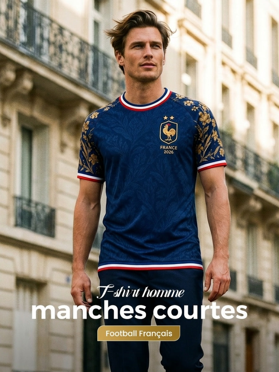 T-shirt manches courtes de football français pour hommes
