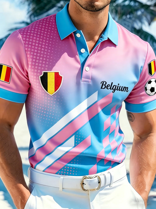 Polo de fan d'impression d'art de match de football de la Belgique des hommes
