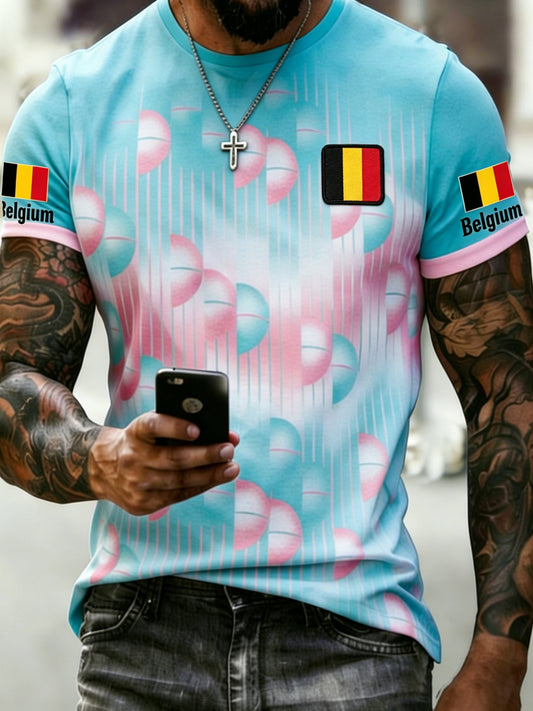 T-shirt de fan avec impression artistique pour soutenir l’équipe de Belgique de football, pour hommes