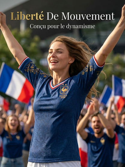 Chemise en lin à col V pour femme, motif France Football