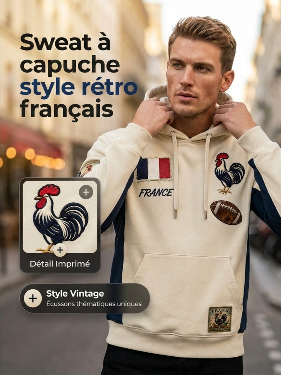 Sweat à capuche confortable en tricot gaufré décontracté rétro à la française