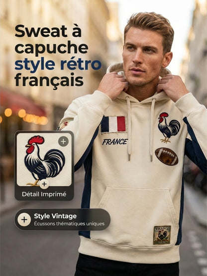Sweat à capuche confortable en tricot gaufré décontracté rétro à la française