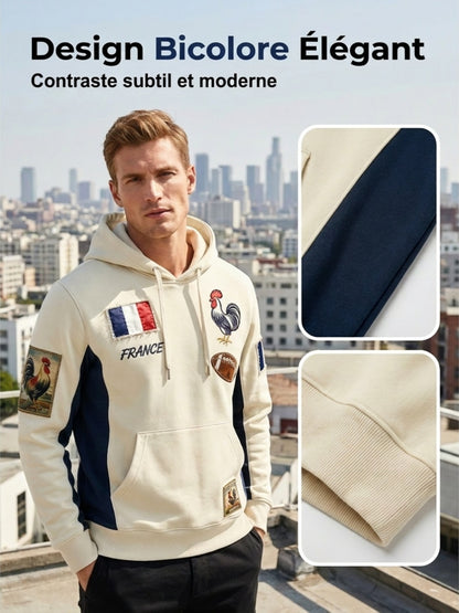 Sweat à capuche confortable en tricot gaufré décontracté rétro à la française