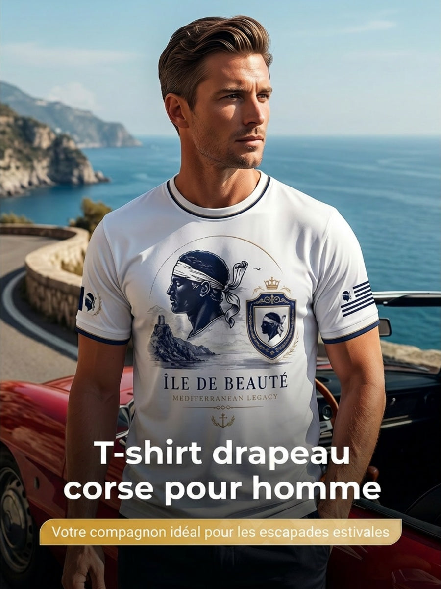 T-shirt pour homme imprimé du drapeau de la Corse