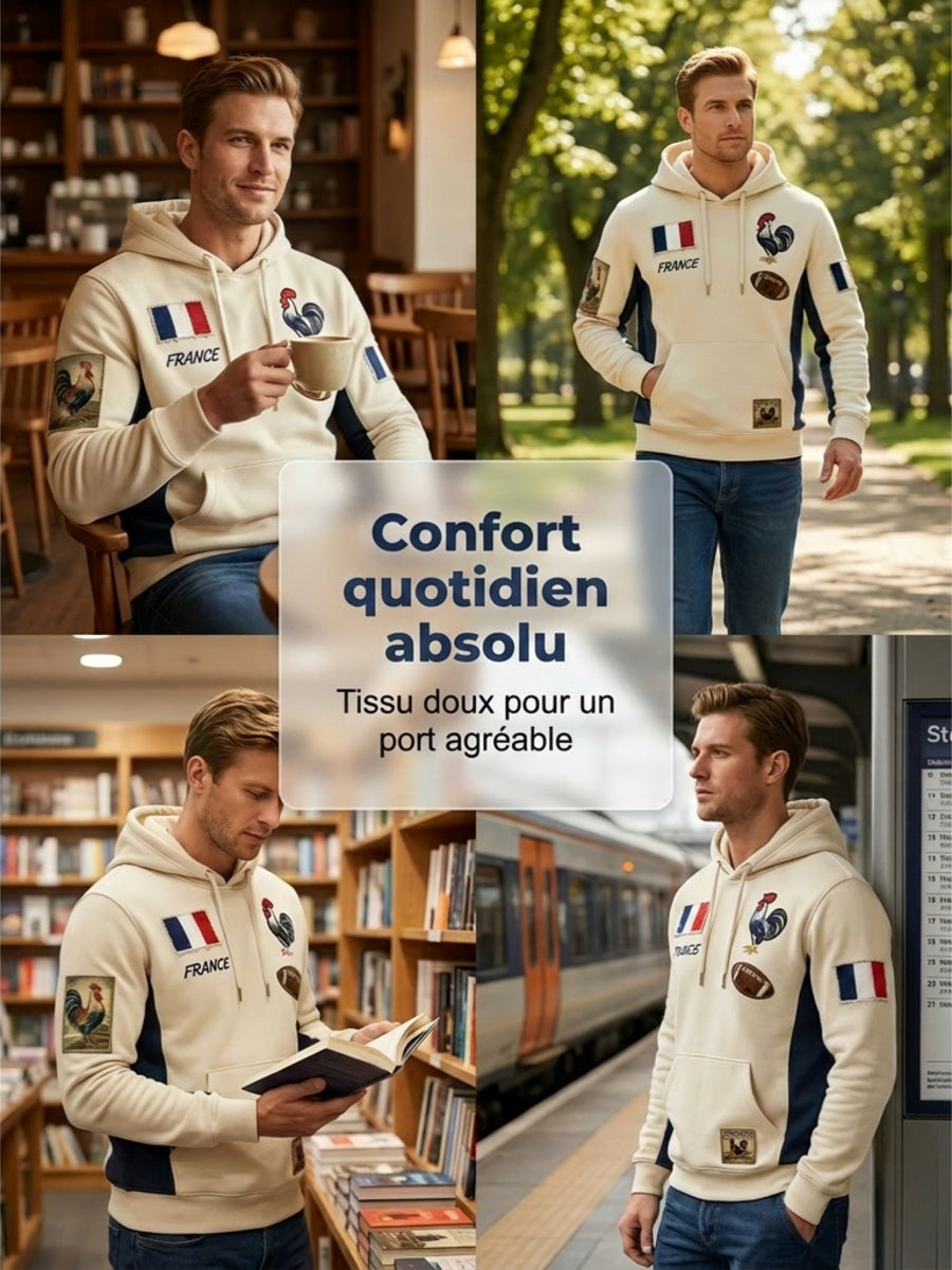 Sweat à capuche confortable en tricot gaufré décontracté rétro à la française
