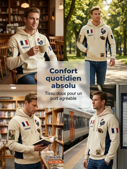 Sweat à capuche confortable en tricot gaufré décontracté rétro à la française