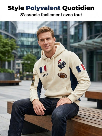 Sweat à capuche confortable en tricot gaufré décontracté rétro à la française