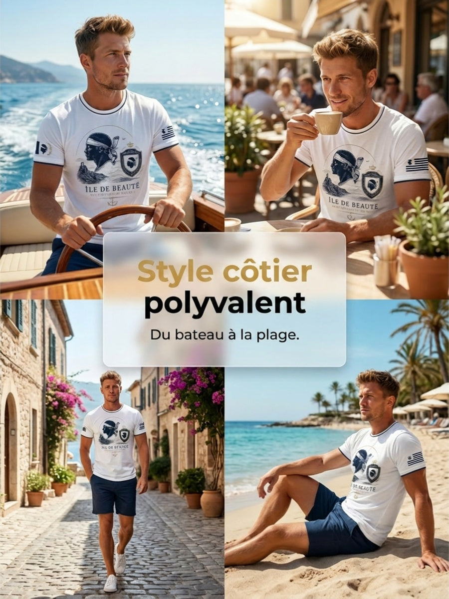 T-shirt pour homme imprimé du drapeau de la Corse