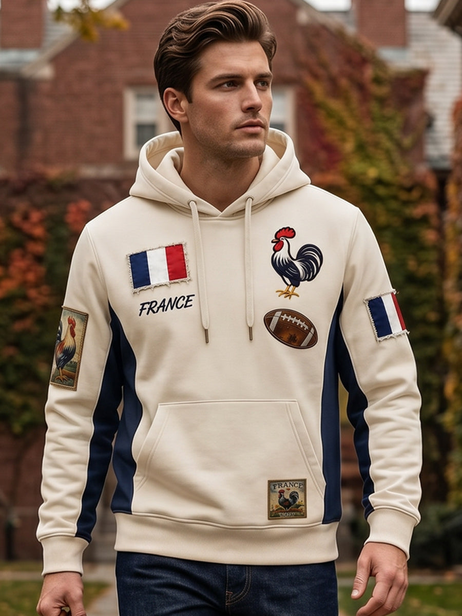 Sweat à capuche confortable en tricot gaufré décontracté rétro à la française