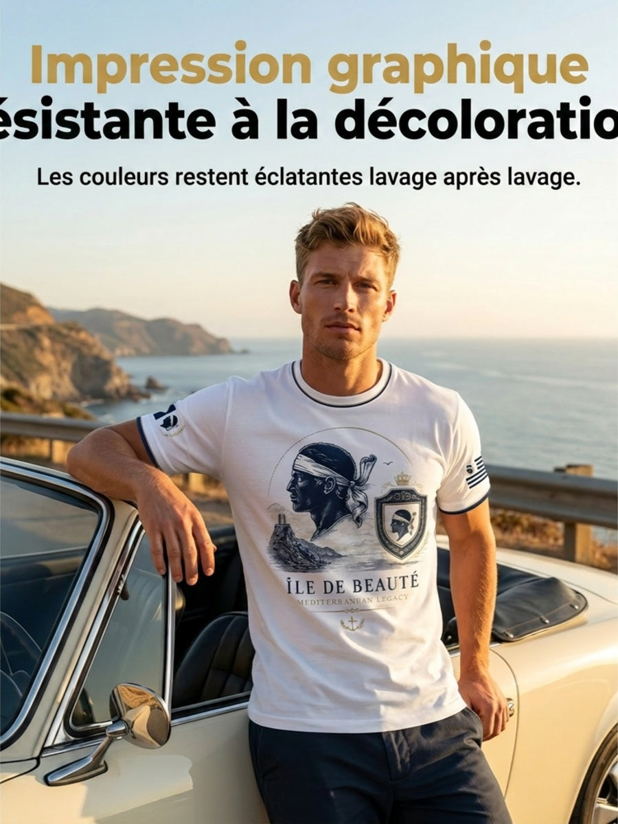 T-shirt pour homme imprimé du drapeau de la Corse