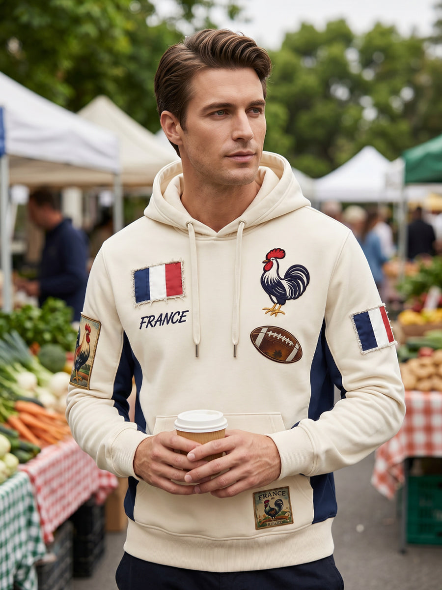 Sweat à capuche confortable en tricot gaufré décontracté rétro à la française
