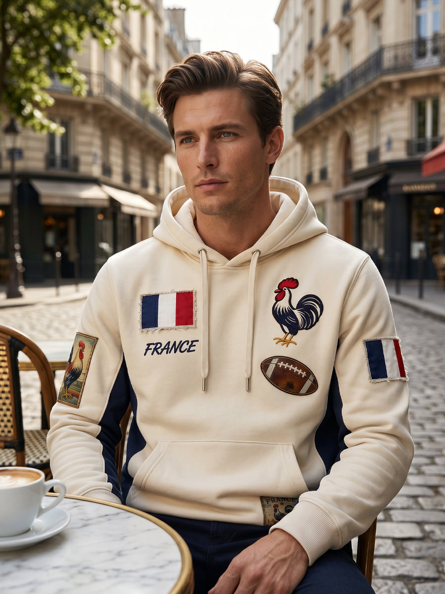 Sweat à capuche confortable en tricot gaufré décontracté rétro à la française