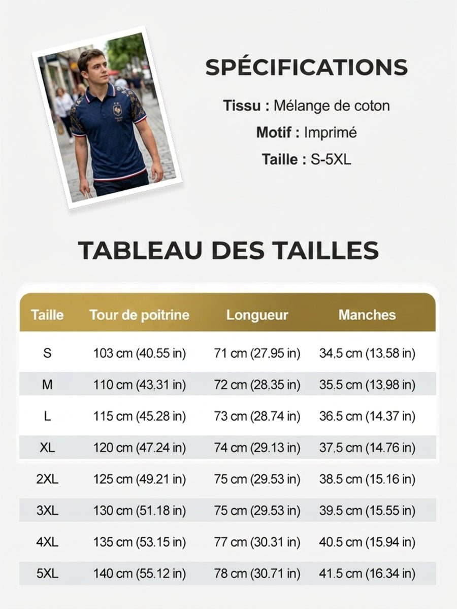 Polo homme imprimé France Football