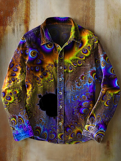 Rétro Abstrait Gradient Art Imprimer Casual Chemise à manches longues