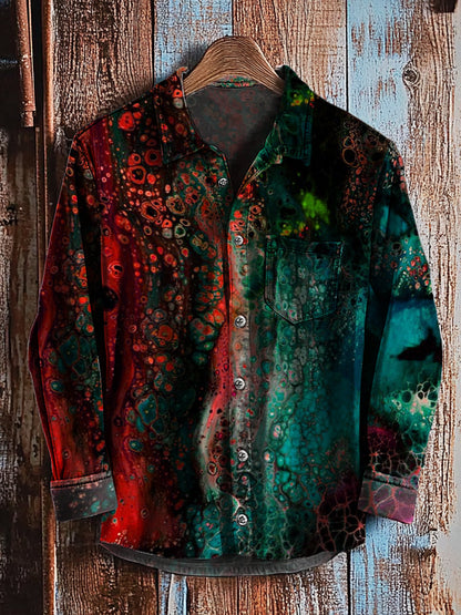 Rétro Abstrait Gradient Art Imprimer Casual Chemise à manches longues
