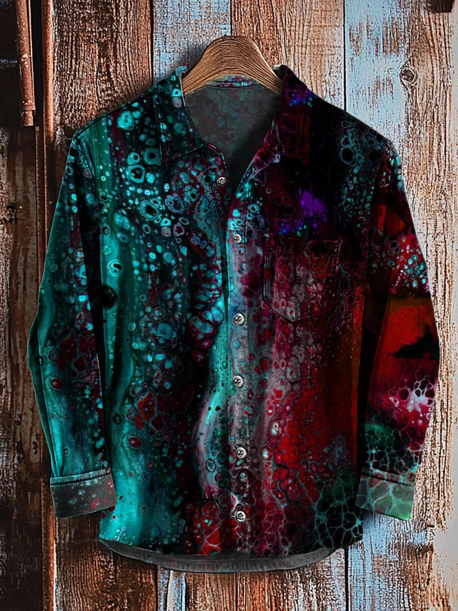 Rétro Abstrait Gradient Art Imprimer Casual Chemise à manches longues