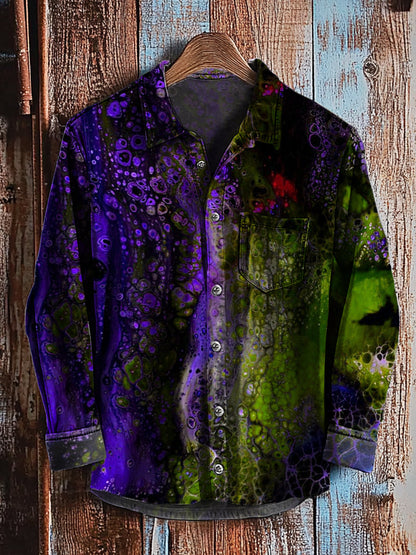 Rétro Abstrait Gradient Art Imprimer Casual Chemise à manches longues