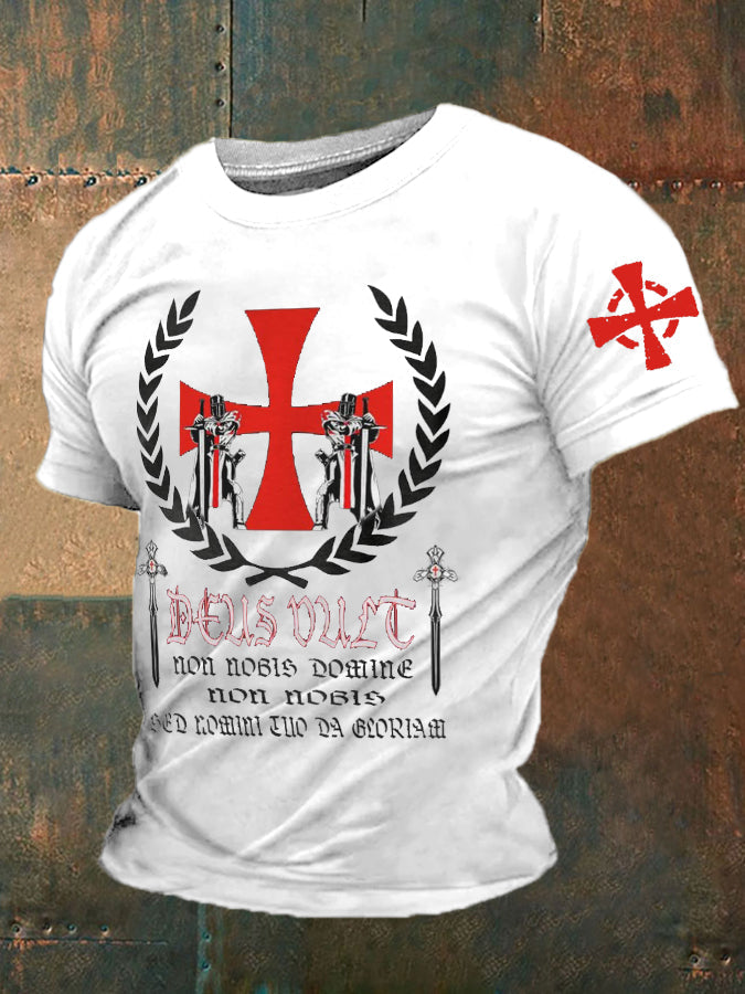 Croisés catholiques Deus vult God Wills It T-shirt imprimé pour hommes