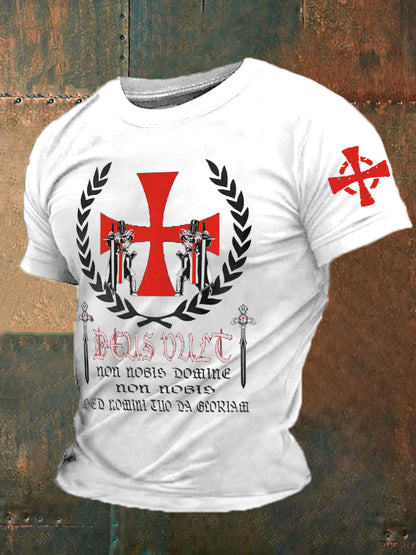 Croisés catholiques Deus vult God Wills It T-shirt imprimé pour hommes