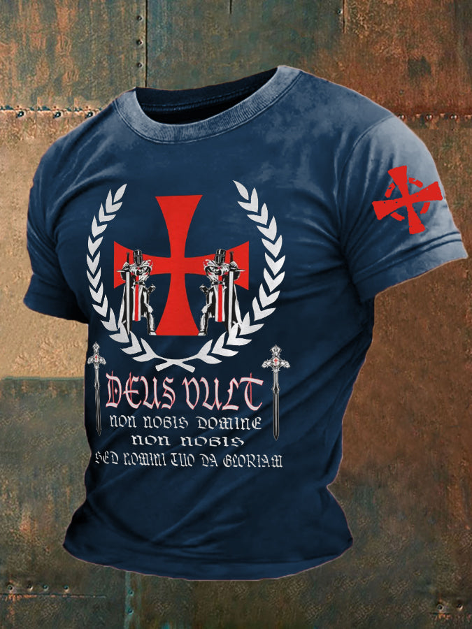 Croisés catholiques Deus vult God Wills It T-shirt imprimé pour hommes