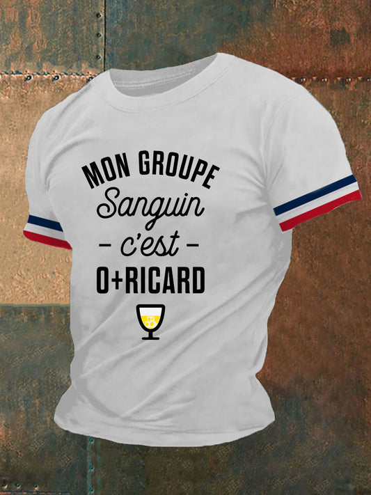 T-shirt à manches courtes Mon groupe sanguin c'est O Ricard pour homme