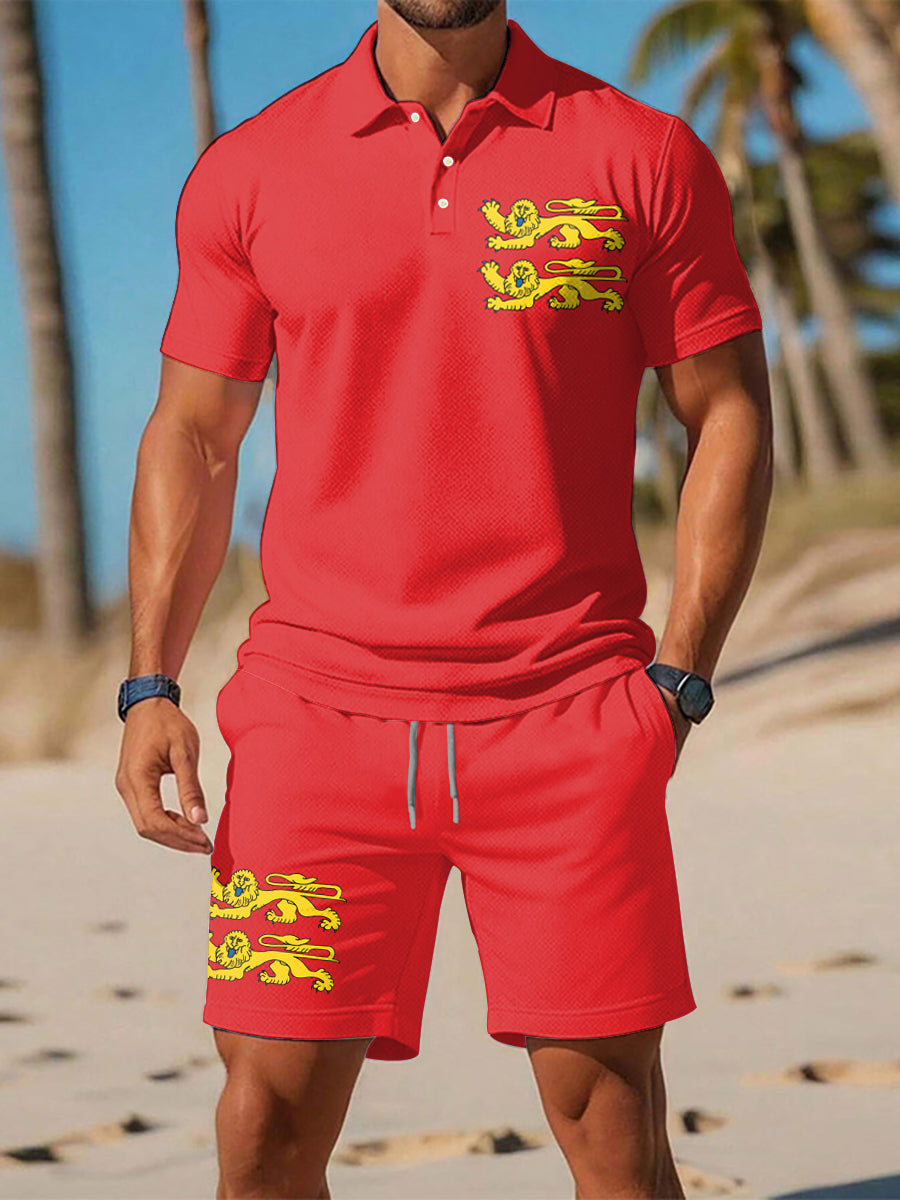 Ensembles de polo à imprimé drapeau français normand pour hommes