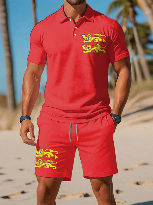Ensembles de polo à imprimé drapeau français normand pour hommes