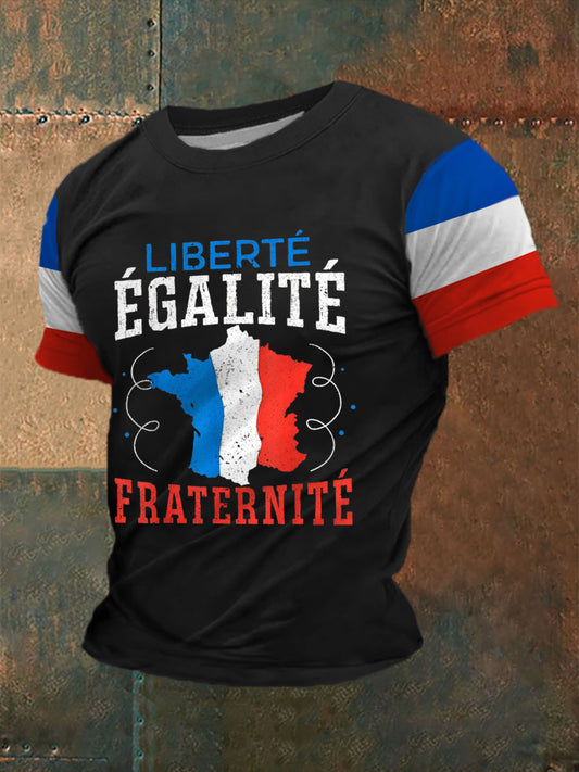 T-shirt à manches courtes imprimé Liberte Egalite Fraternite Homme