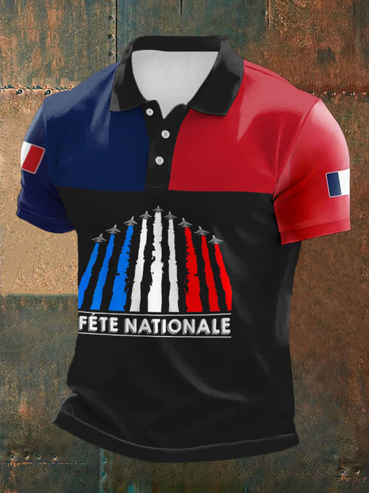 Polo à manches courtes imprimé Fete Nationale Homme