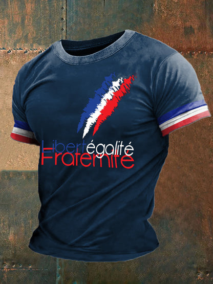 T-shirt imprimé France Liberty Equality Fraternity pour homme