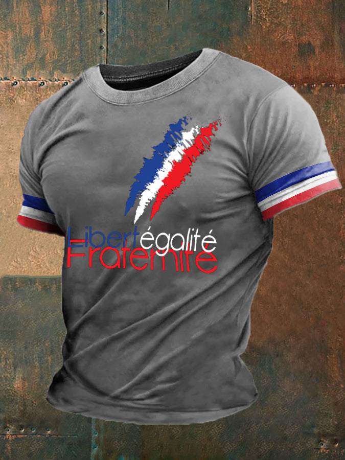 T-shirt imprimé France Liberty Equality Fraternity pour homme