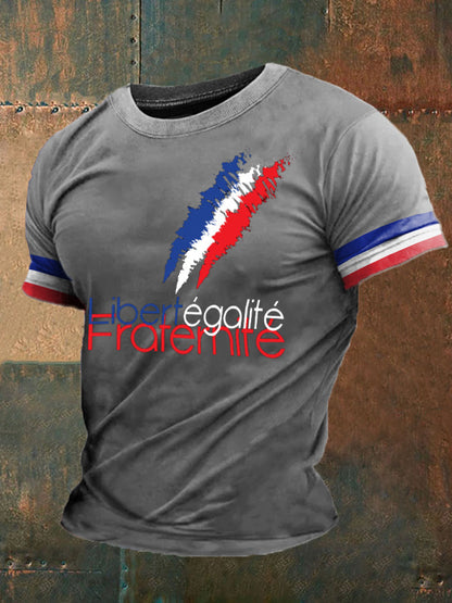 T-shirt imprimé France Liberty Equality Fraternity pour homme