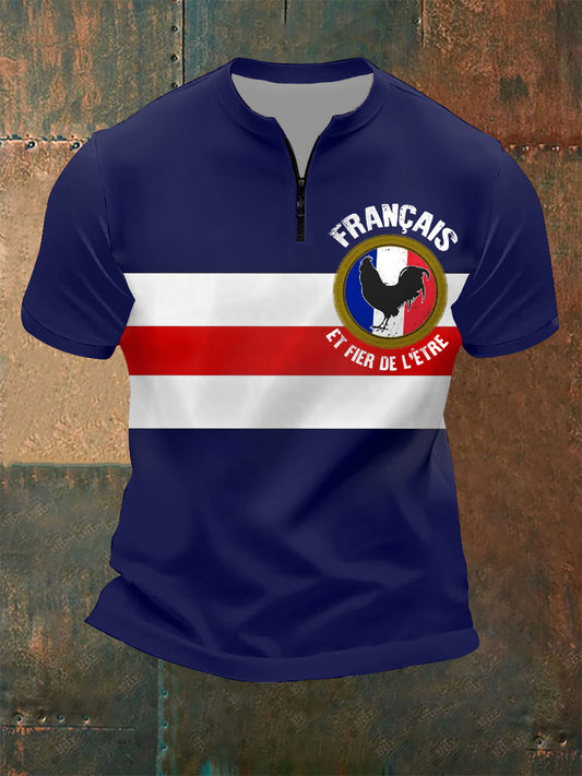 T-shirt à manches courtes Le Coq gaulois Zip Homme