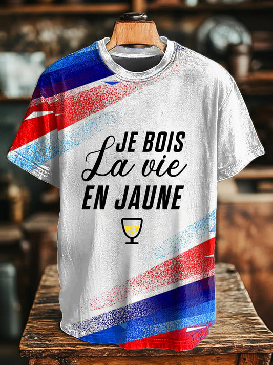 T-shirt manches courtes Je Bois La Vie En Jaune Homme