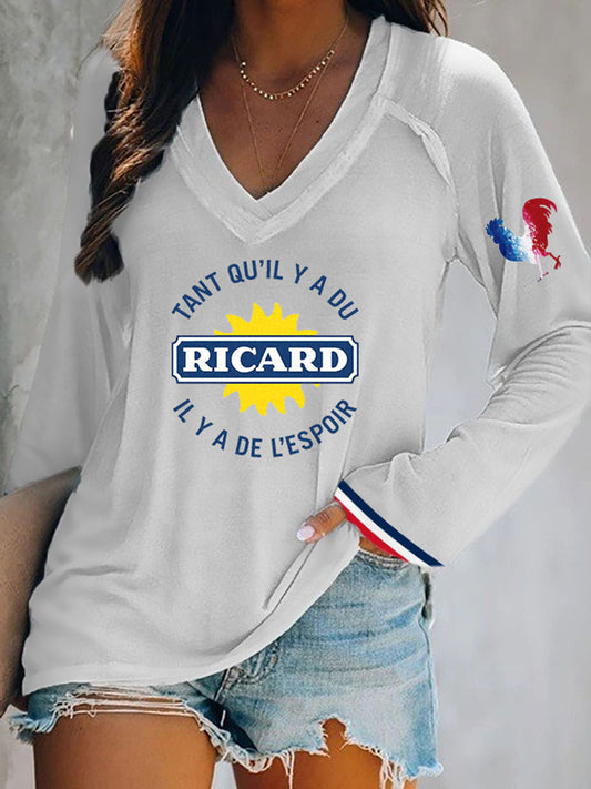 T-shirt à manches longues à col double couche Tant Qu'il Y A Du Ricard Femme