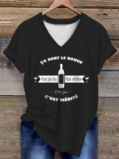T-shirt Ça sort le rouge pour un oui pour un non cette fois c'est métrité femme
