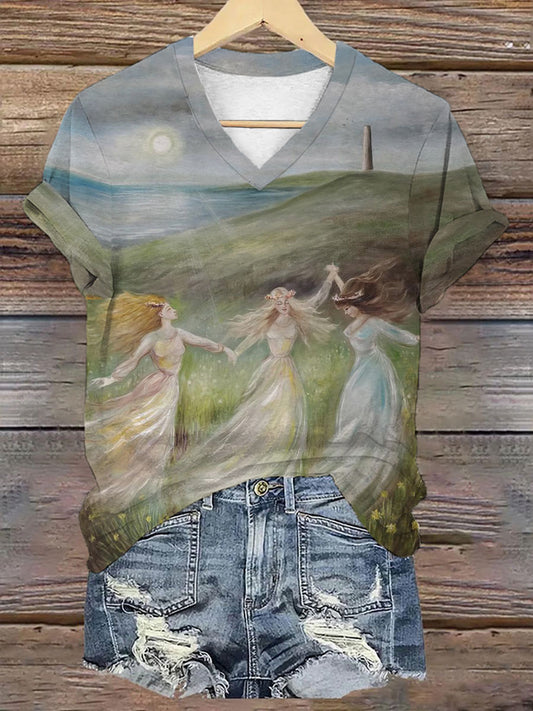 T-shirt à col en V pour femmes