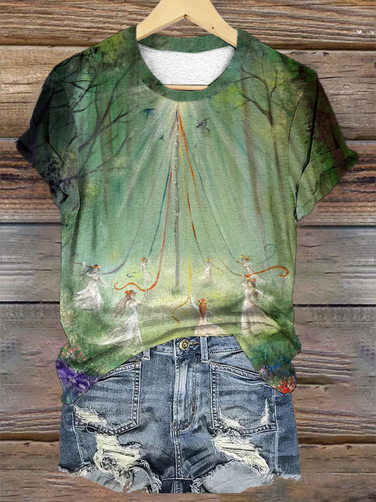 T-shirt décontracté Maypole Dancing Femme