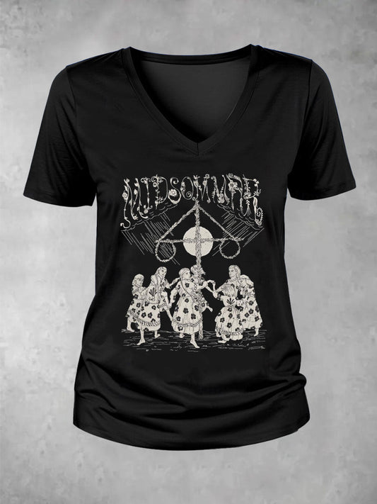 T-shirt décontracté imprimé Midsummer pour femmes