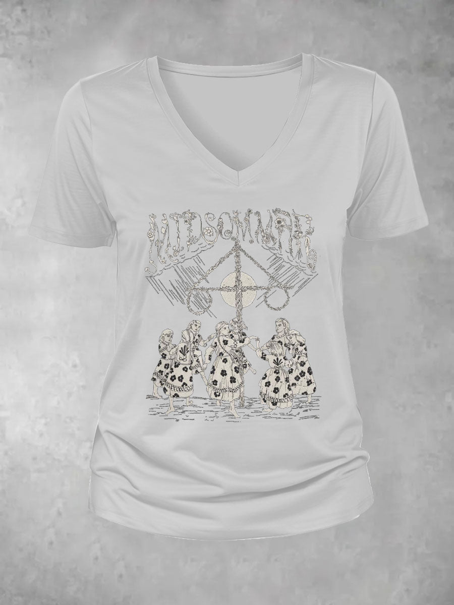 T-shirt décontracté imprimé Midsummer pour femmes