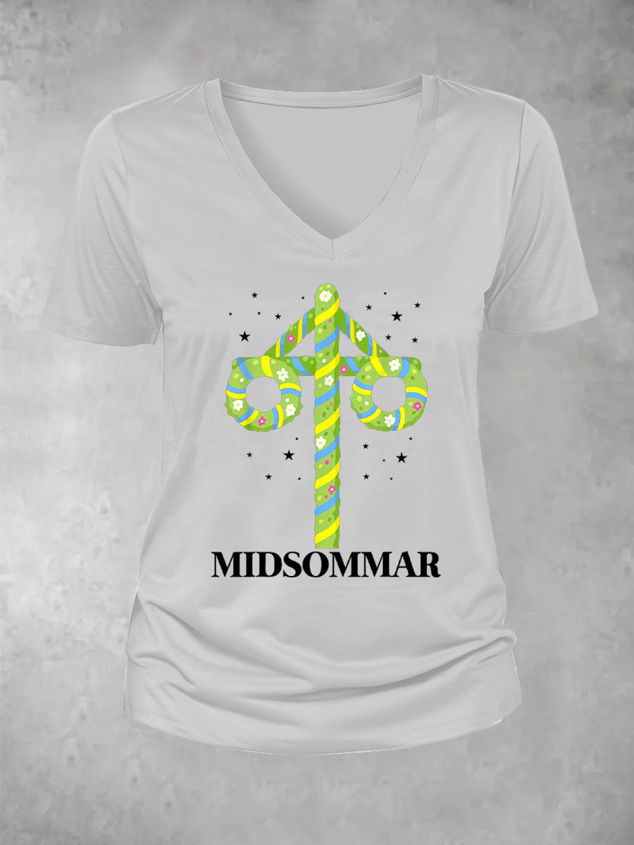 T-shirt décontracté imprimé Midsummer pour femmes