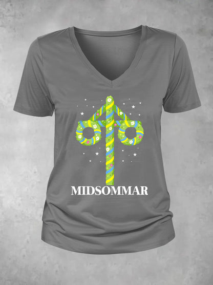 T-shirt décontracté imprimé Midsummer pour femmes