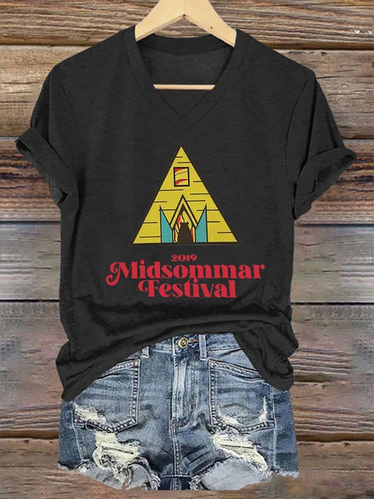 T-shirt décontracté imprimé Midsummer pour femmes