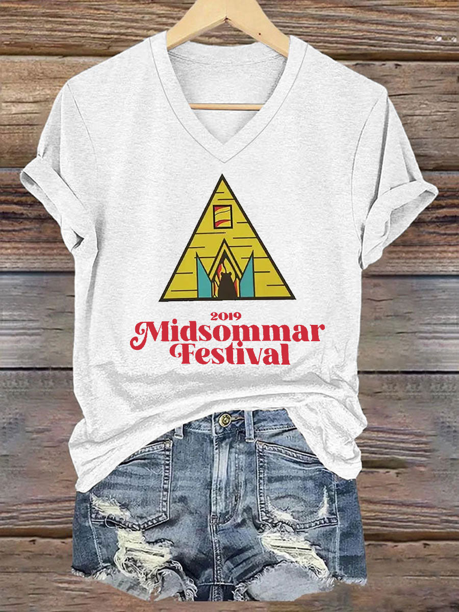 T-shirt décontracté imprimé Midsummer pour femmes
